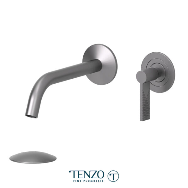 Tenzo Wall mount lavatory faucet Paloma gun metal with (overflow) drain