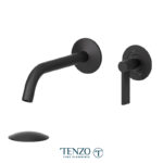 Tenzo Wall mount lavatory faucet Paloma matte black with (overflow) drain