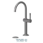 Tenzo Tall Paloma single hole lavatory faucet gun metal with (overflow) drain