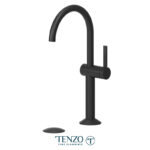Tenzo Tall Paloma single hole lavatory faucet matte black with (overflow) drain