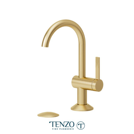 Tenzo Paloma Single Hole Lavatory Faucet With Drain — Brushed Gold
