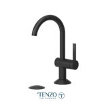 Tenzo Paloma single hole small lavatory faucet matte black with (overflow) drain