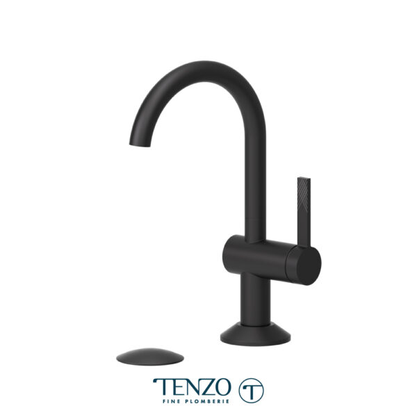Tenzo Paloma single hole small lavatory faucet matte black with (overflow) drain