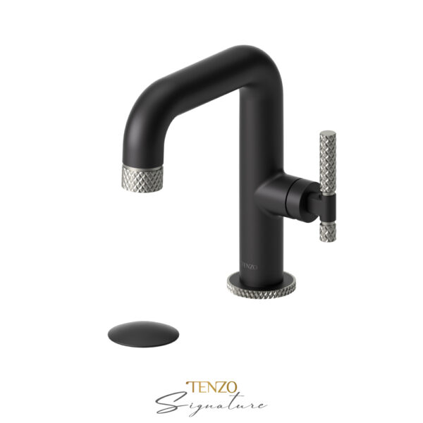 Tenzo Single hole lavatory faucet with (overflow) drain Bellacio-C matte black/brushed nickel