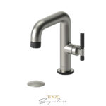 Tenzo Single hole lavatory faucet with (overflow) drain Bellacio-C brushed nickel/matte black