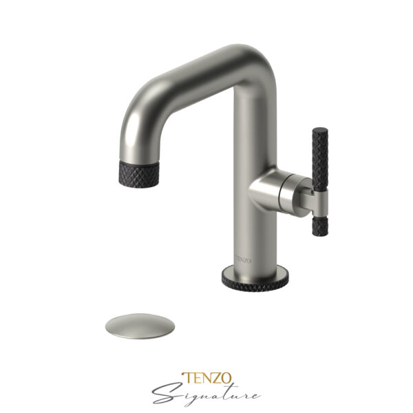 Tenzo Single hole lavatory faucet with (overflow) drain Bellacio-C brushed nickel/matte black