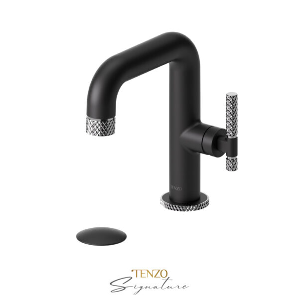 Tenzo Single hole lavatory faucet with (overflow) drain Bellacio-C matte black/chrome