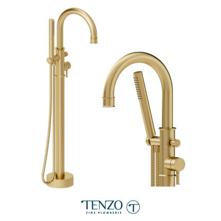Tenzo Alyss Freestanding Tub Filler — Brushed Gold