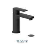 Tenzo Delano single hole lavatory faucet matte black with (overflow) drain
