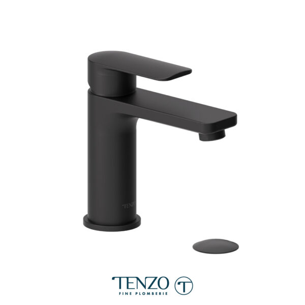 Tenzo Delano single hole lavatory faucet matte black with (overflow) drain