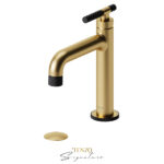 Tenzo Single hole lavatory faucet with (overflow) drain Bellacio-C brushed gold/matte black