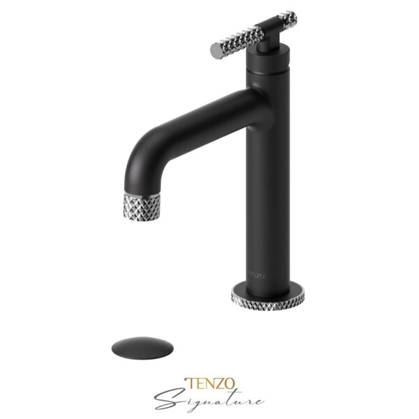 Tenzo Single hole lavatory faucet with (overflow) drain Bellacio-C matte black/chrome