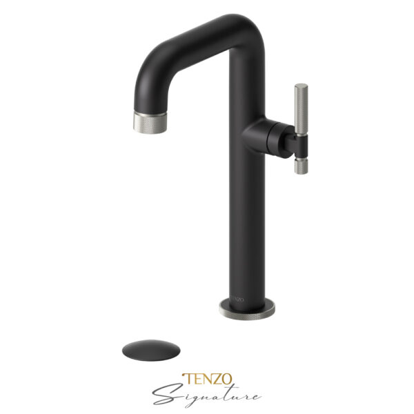 Tenzo Tall single lavatory faucet with (overflow) drain Bellacio-F matte black/brushed nickel