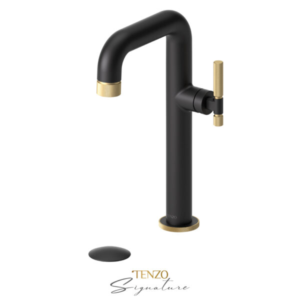 Tenzo Tall single lavatory faucet with (overflow) drain Bellacio-F matte black