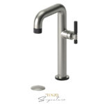 Tenzo Tall single lavatory faucet with (overflow) drain Bellacio-F brushed nickel/matte black