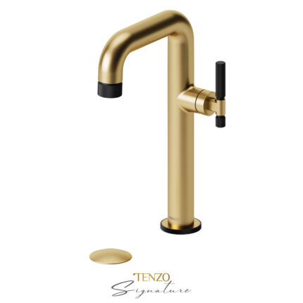 Tenzo Bellacio-F Tall Single Hole Lavatory Faucet With Drain — Brushed Gold