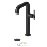 Tenzo Tall single lavatory faucet with (overflow) drain Bellacio-F matte black/chrome