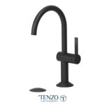Tenzo Paloma single hole lavatory faucet matte black with (overflow) drain