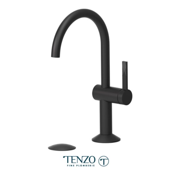 Tenzo Paloma single hole lavatory faucet matte black with (overflow) drain