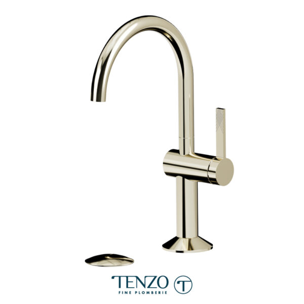 Tenzo Paloma single hole lavatory faucet champain gold with (overflow) drain
