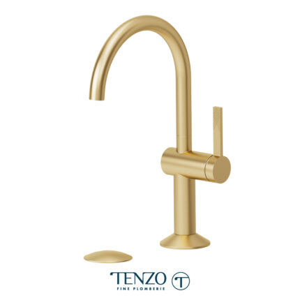 Tenzo Paloma Single Hole Lavatory Faucet With Drain — Brushed Gold