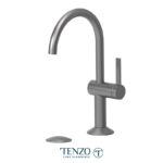 Tenzo Paloma single hole lavatory faucet gun metal with (overflow) drain