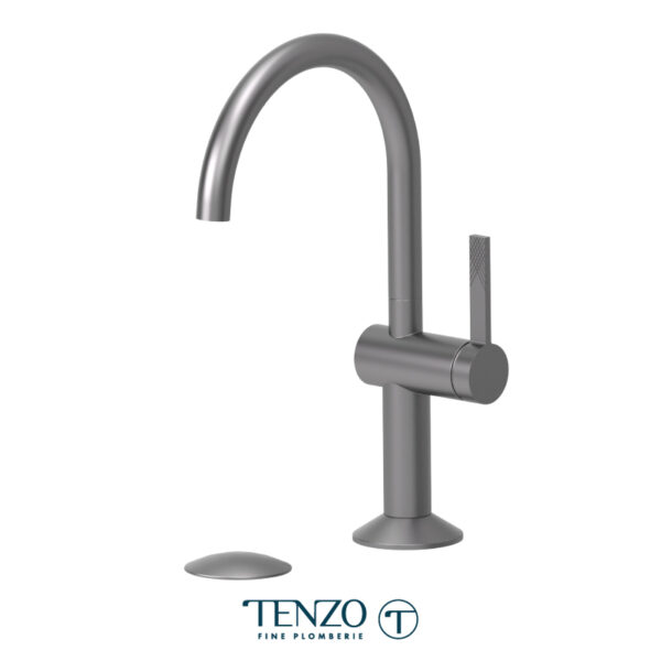Tenzo Paloma single hole lavatory faucet gun metal with (overflow) drain