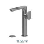 Tenzo Delano single hole tall lavatory faucet gun metal with (overflow) drain