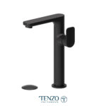 Tenzo Delano single hole tall lavatory faucet matte black with (overflow) drain