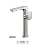 Tenzo Delano single hole tall lavatory faucet brushed nickel with (overflow) drain