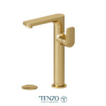 Tenzo Delano Tall Single Hole Lavatory Faucet With Drain — Brushed Gold