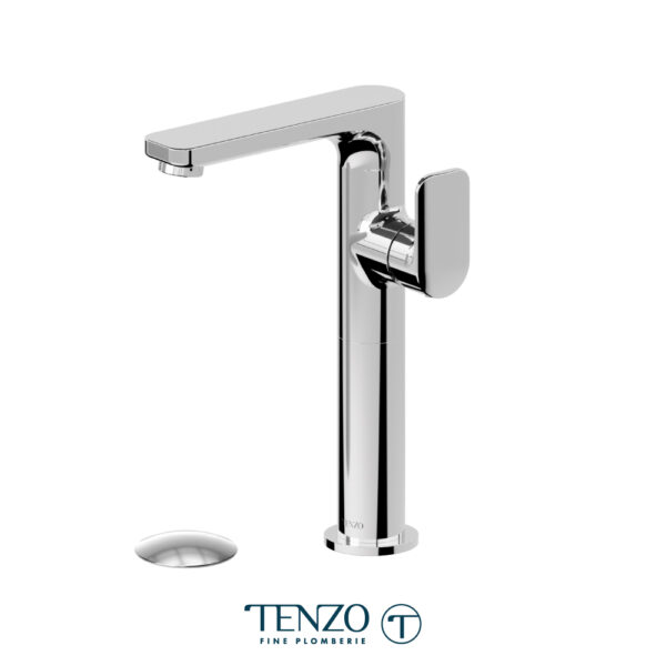 Tenzo Delano single hole tall lavatory faucet chrome with (overflow) drain