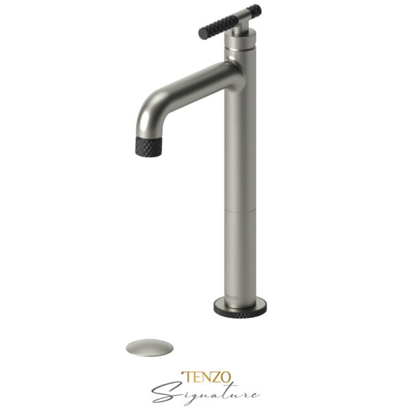 Tenzo Tall single lavatory faucet with (overflow) drain Bellacio-C brushed nickel/matte black