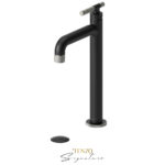 Tenzo Tall single lavatory faucet with (overflow) drain Bellacio-C matte black/brushed nickel