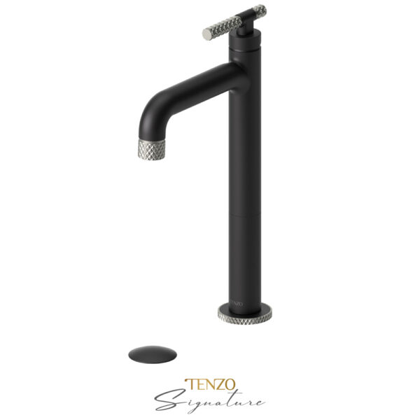 Tenzo Tall single lavatory faucet with (overflow) drain Bellacio-C matte black/brushed nickel