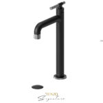 Tenzo Tall single lavatory faucet with (overflow) drain Bellacio-C matte black/chrome