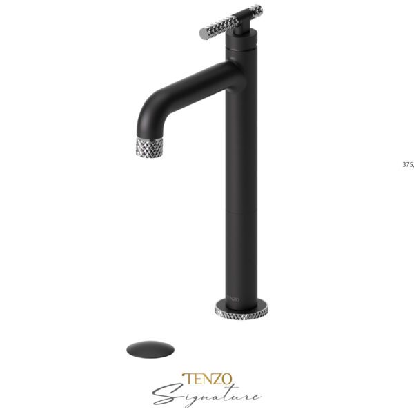 Tenzo Tall single lavatory faucet with (overflow) drain Bellacio-C matte black/chrome
