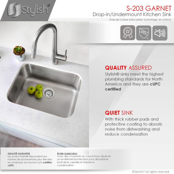 Stylish S-203T Stylish Single Bowl Laundry Sink Kitchen Sink (Open Box), product view 10
