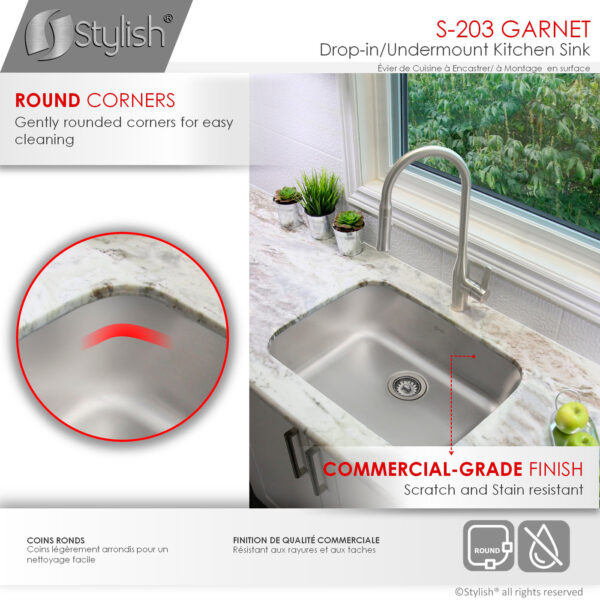 Stylish S-203T Stylish Single Bowl Laundry Sink Kitchen Sink (Open Box), product view 8