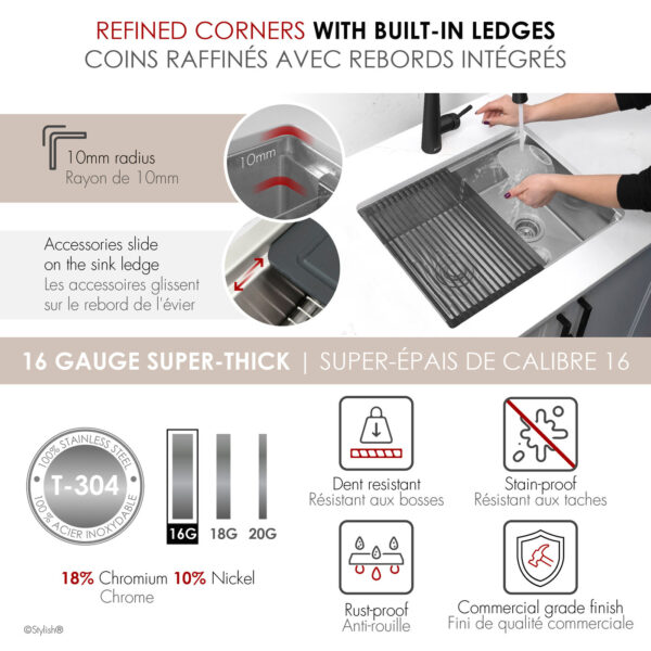Stylish 25'' Versa25D Kitchen Sink, product view 4