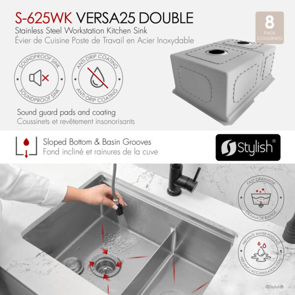 Stylish 25'' Versa25D Kitchen Sink, product view 8