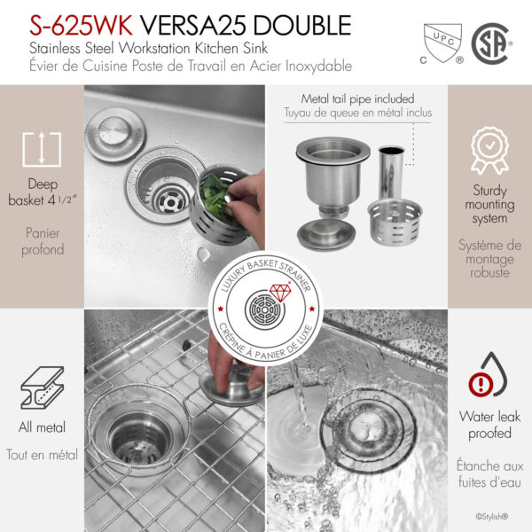 Stylish 25'' Versa25D Kitchen Sink, product view 9